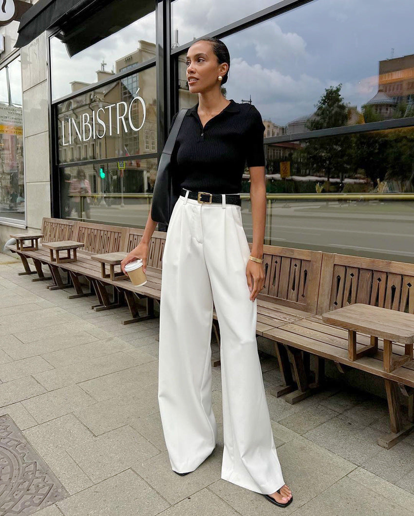 High-Waisted Wide Leg Trousers