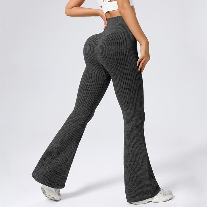 Ribbed High Waist Flare Pants
