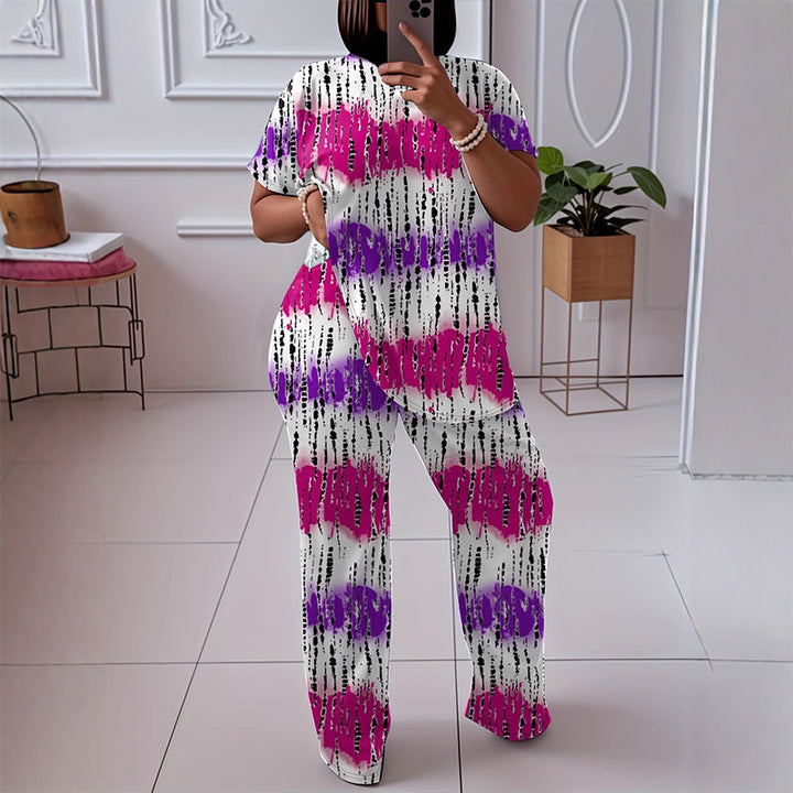 Abstract print loungewear two-piece set
