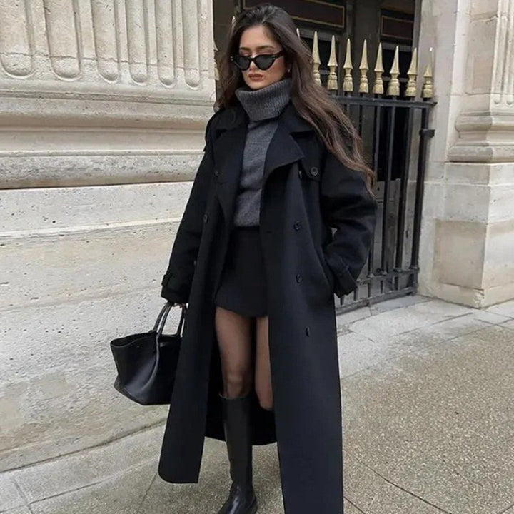 Elegant Double Button Coat – Minimalist Casual Winter Outerwear