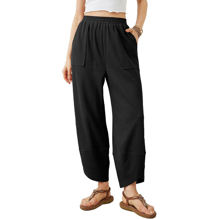 Casual loose-fitting high-waisted trousers