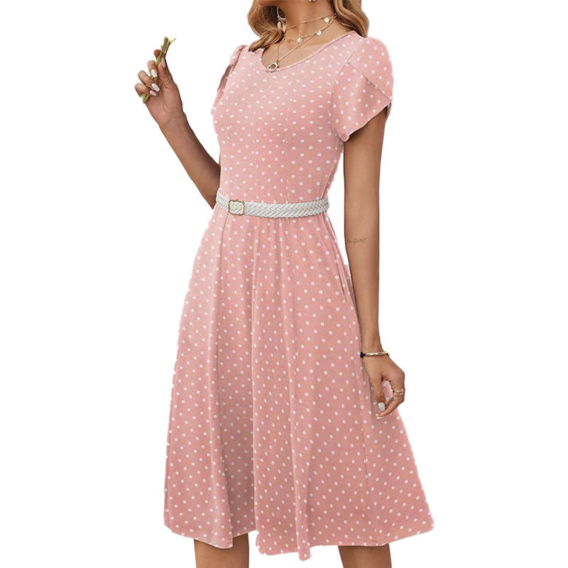 Round-neck puff-sleeve dress