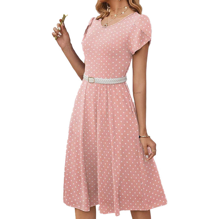 Round-neck puff-sleeve dress