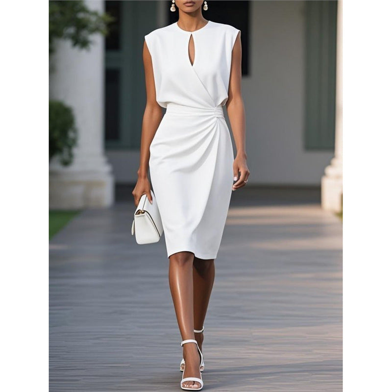 Criss-cross knot round-neck dress