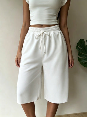 Drawstring Loose Athletic Shorts