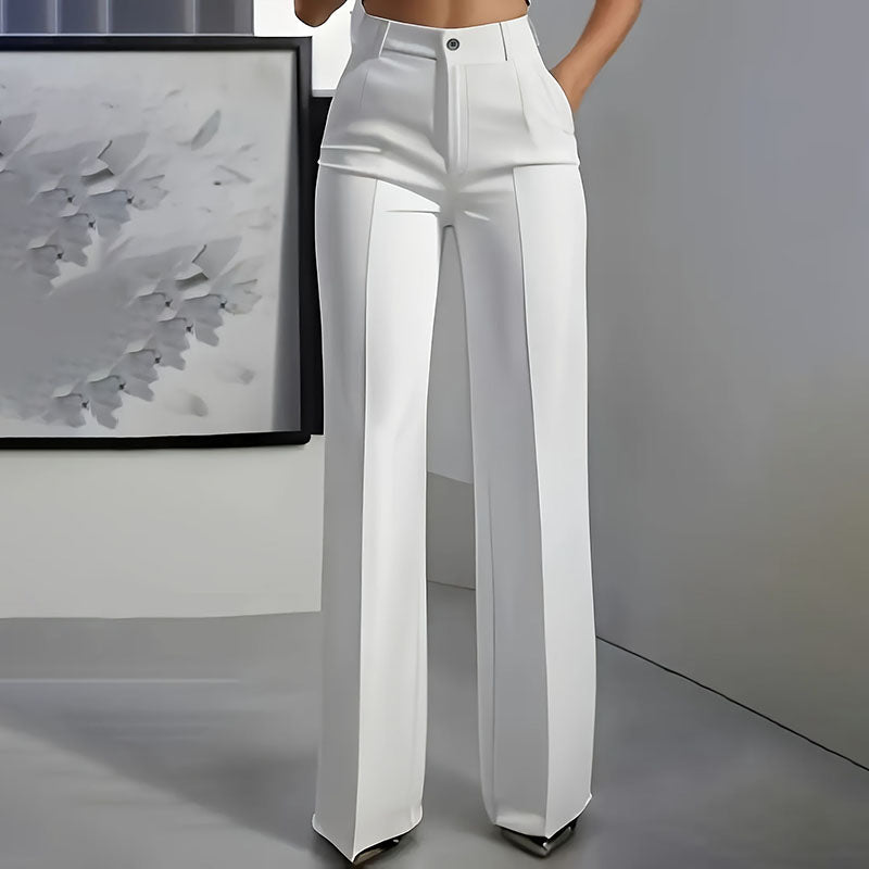 High Waist Straight Leg Suit Pants – Elegant Draped Minimalist Trousers