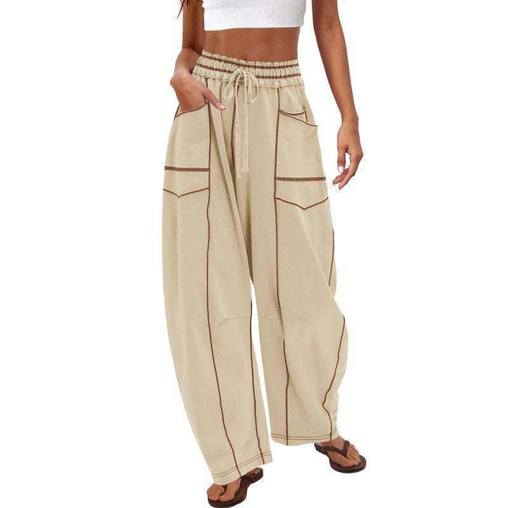 Casual elastic waist wide-leg pants