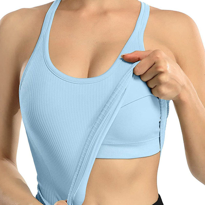 Stretchy Slim-Fit Crew Neck Cropped Tank Top
