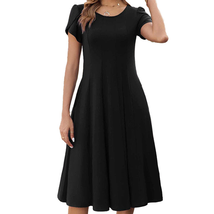 Round-neck puff-sleeve dress