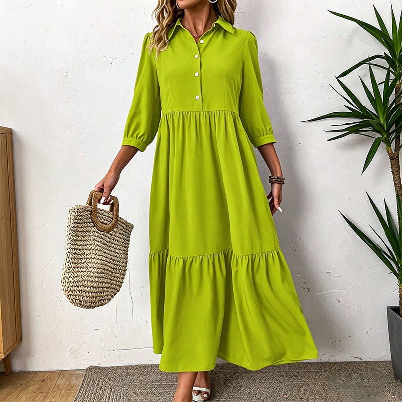 Collared Ruffled Hem Dress