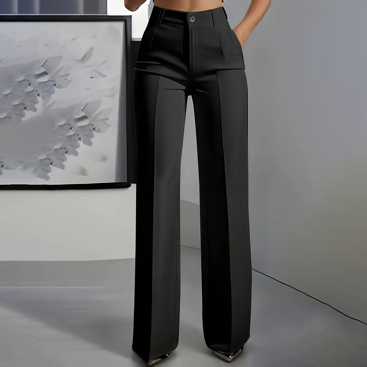 High Waist Straight Leg Suit Pants – Elegant Draped Minimalist Trousers