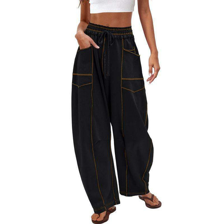 Casual elastic waist wide-leg pants