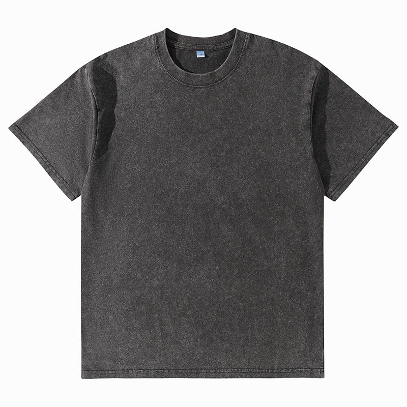 Unisex Solid-Color Washed Distressed T-Shirt