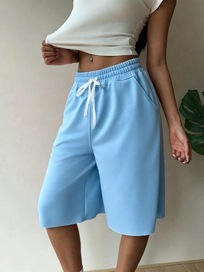 Drawstring Loose Athletic Shorts