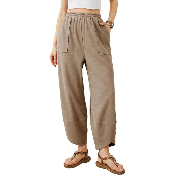 Casual loose-fitting high-waisted trousers