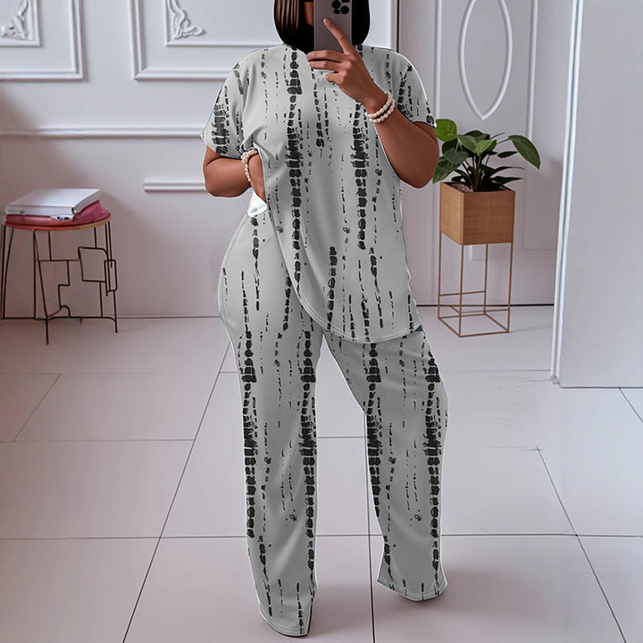 Abstract print loungewear two-piece set
