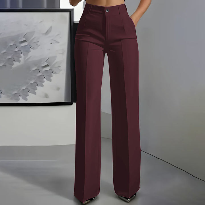 High Waist Straight Leg Suit Pants – Elegant Draped Minimalist Trousers