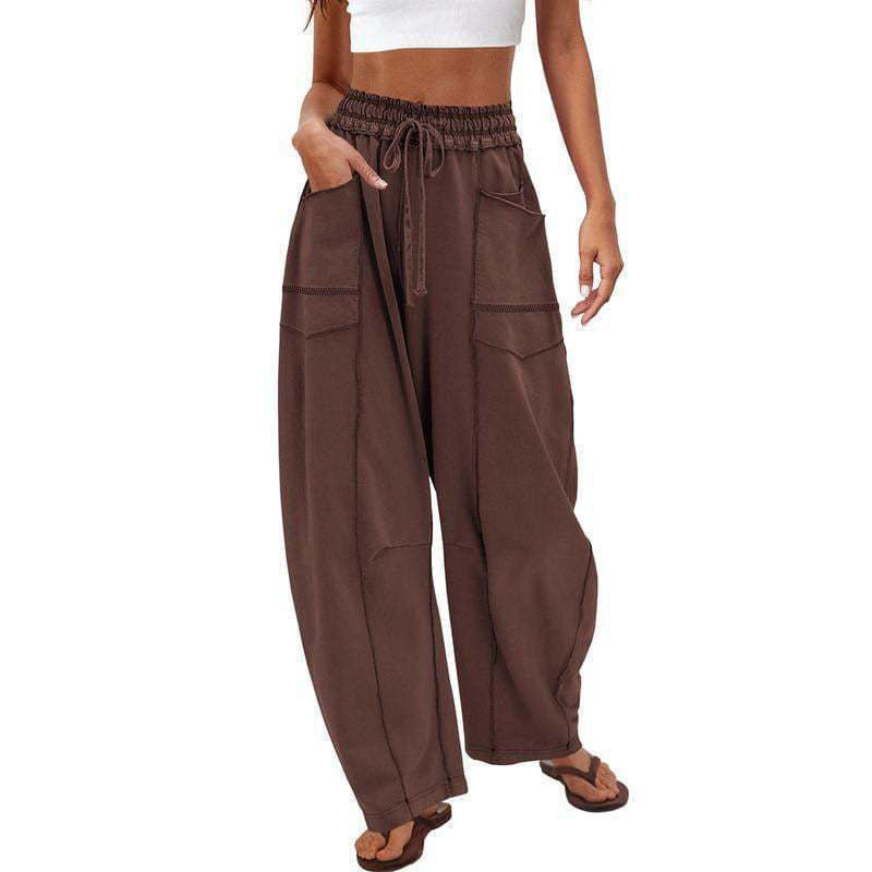 Casual elastic waist wide-leg pants