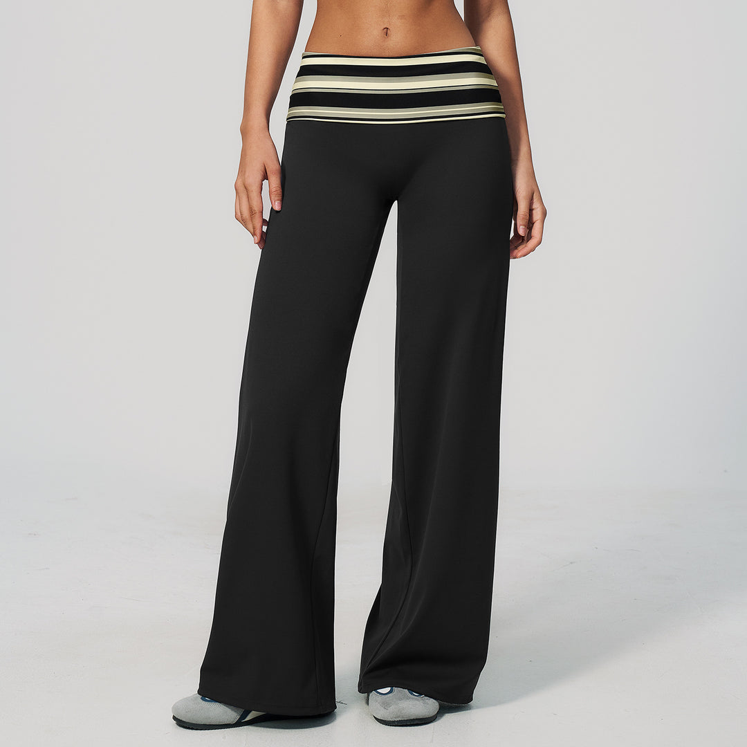 Retro color-block waistband sweatpants