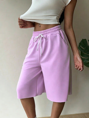 Drawstring Loose Athletic Shorts