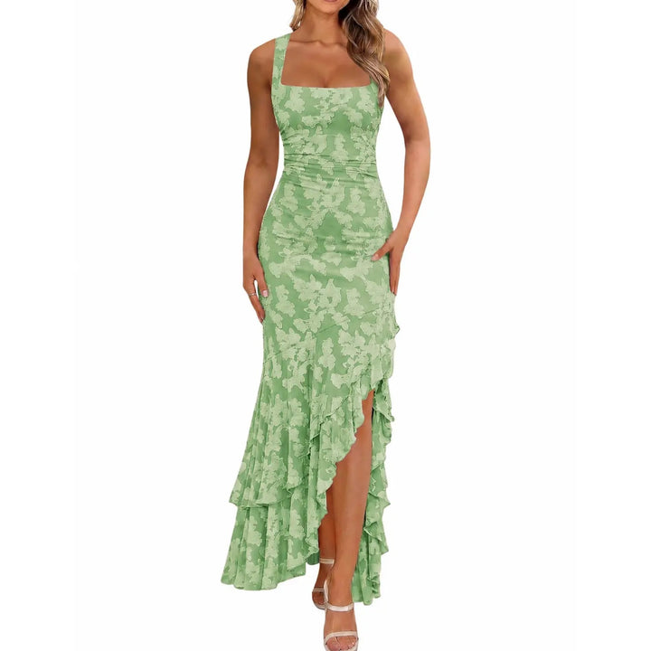 Sexy Square Neck Ruched Bodycon Dress