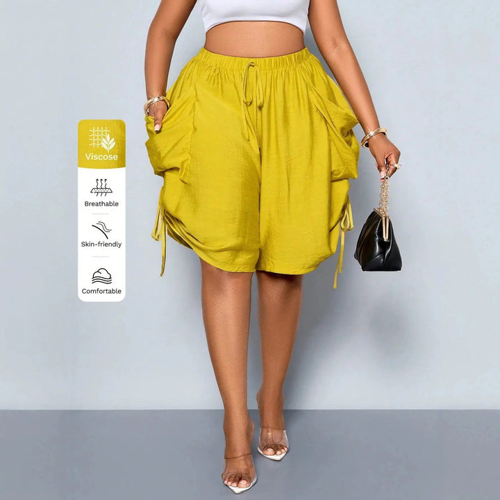 Women High Waist Drawstring Harem Shorts