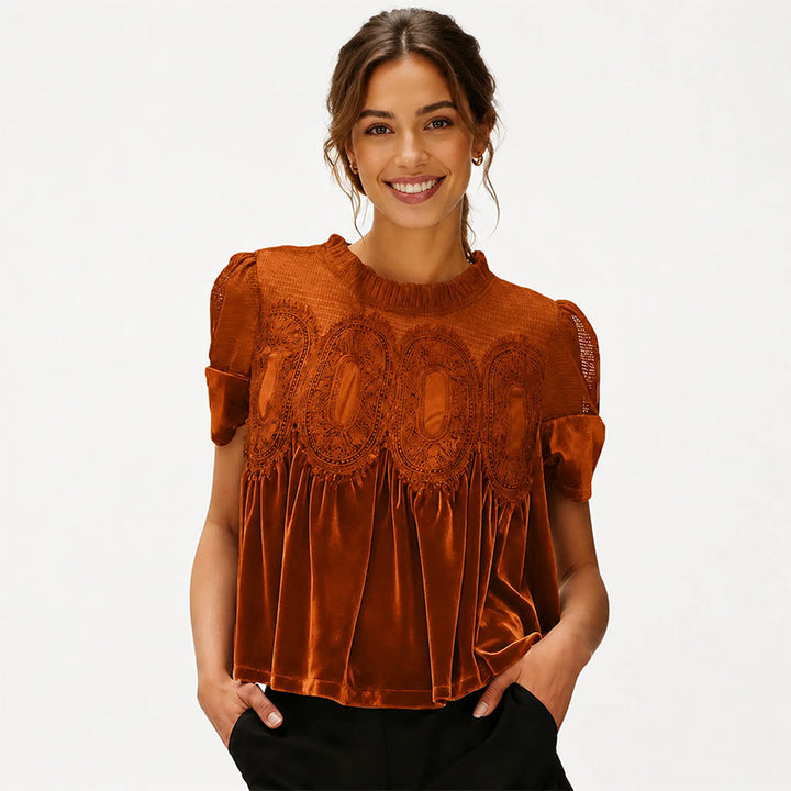 Ruffled Lace Patchwork Top
