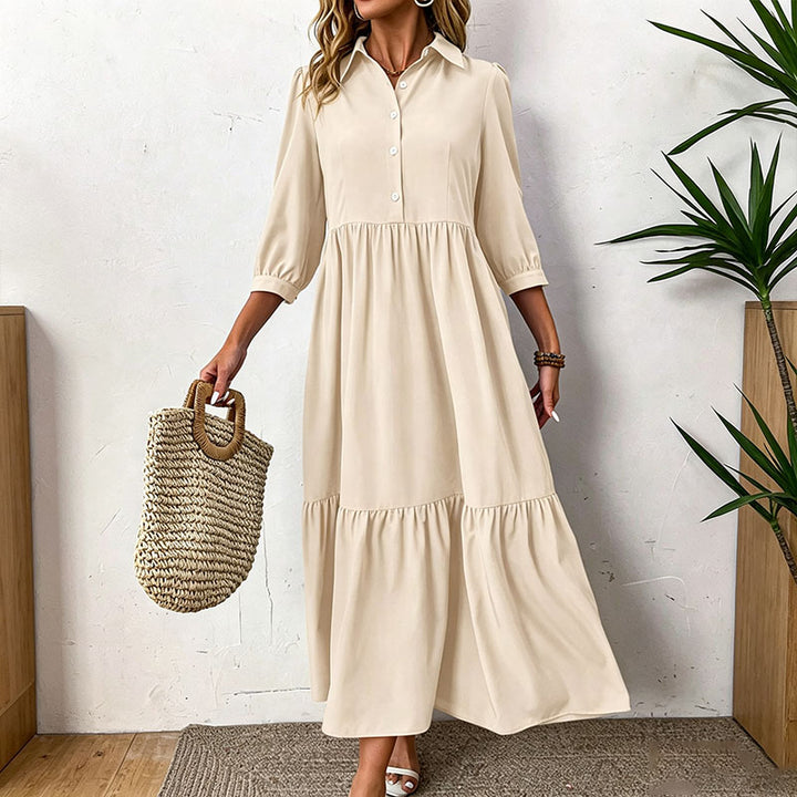 Collared Ruffled Hem Dress