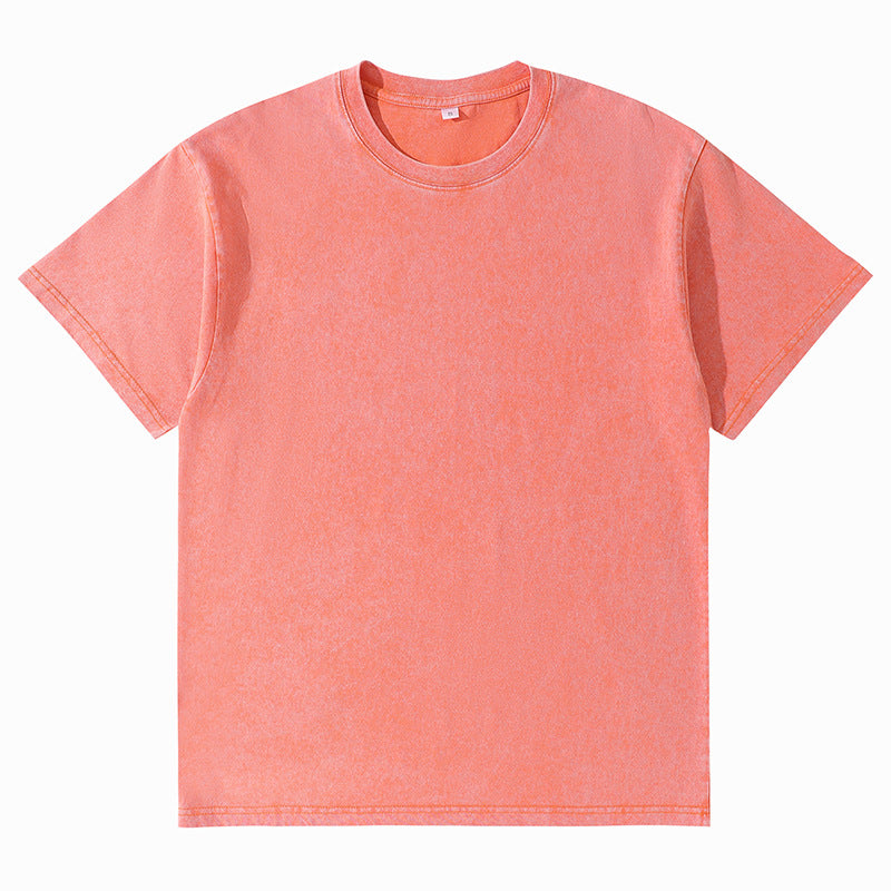 Unisex Solid-Color Washed Distressed T-Shirt