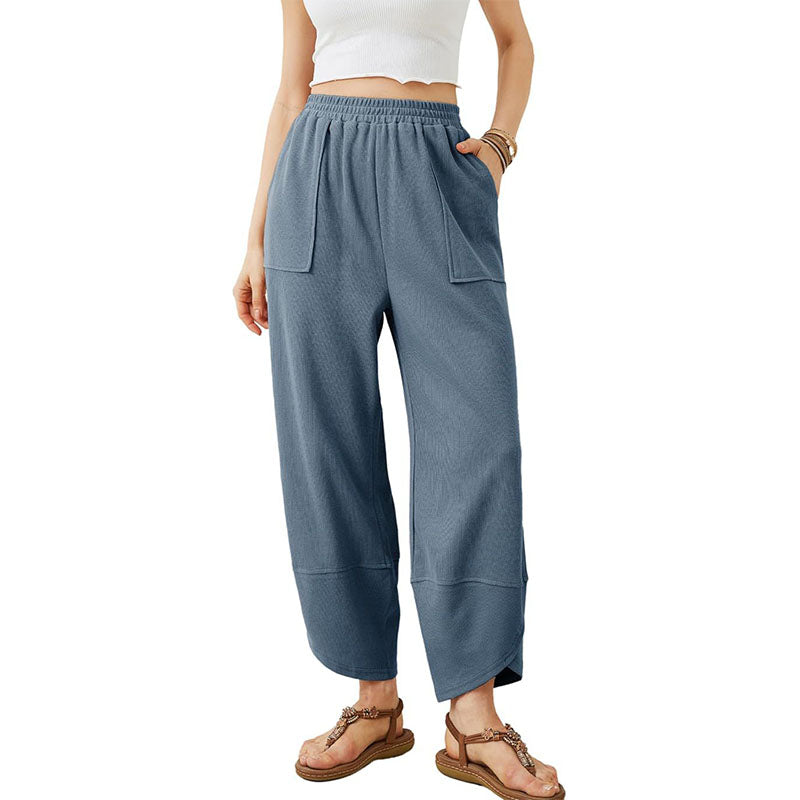 Casual loose-fitting high-waisted trousers