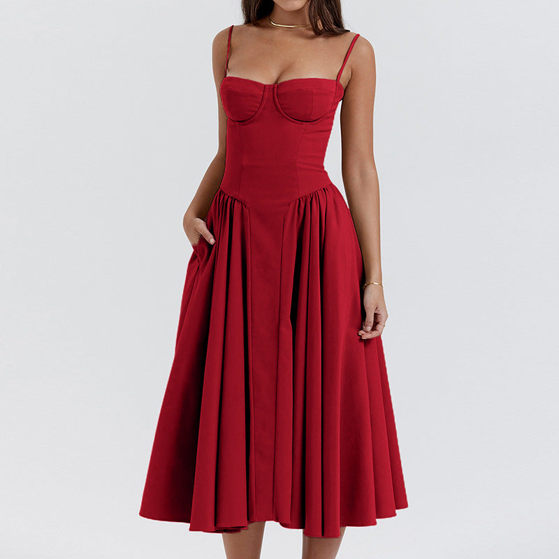 Cami dress with a fitted waist
