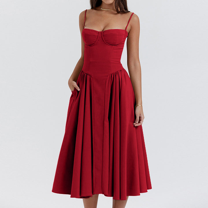 Cami dress with a fitted waist