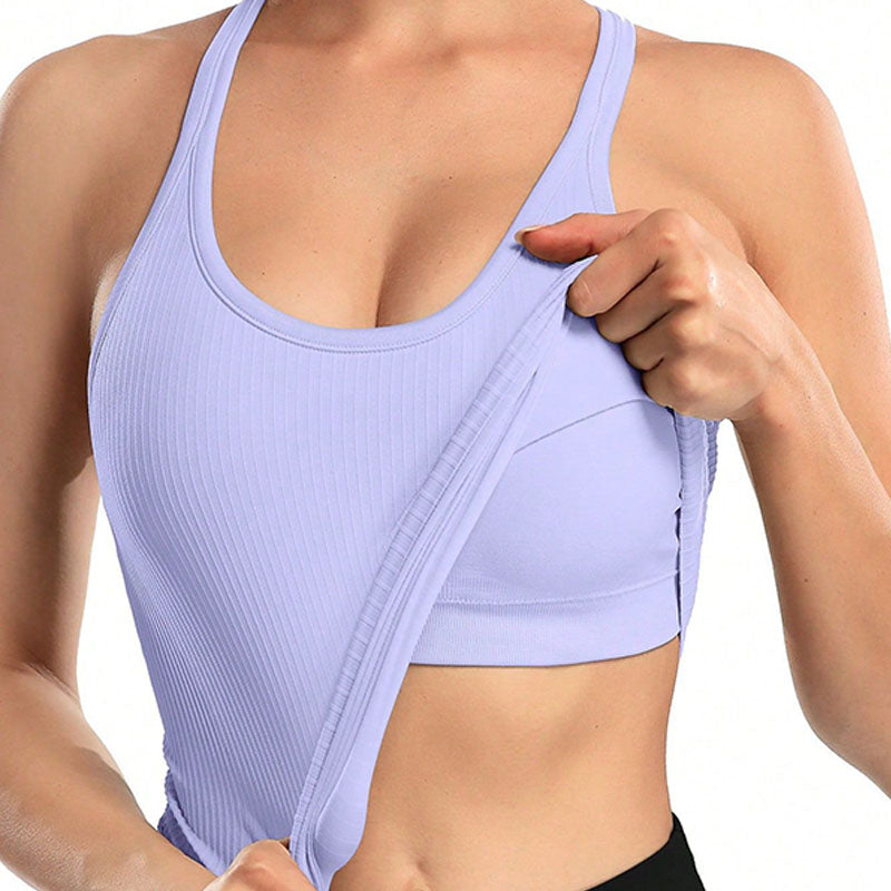 Stretchy Slim-Fit Crew Neck Cropped Tank Top