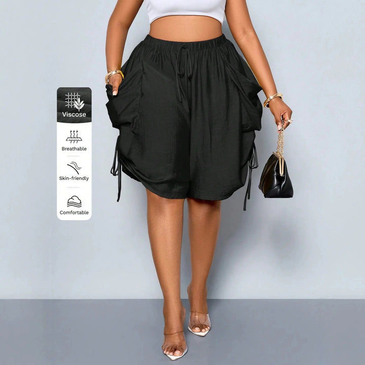 Women High Waist Drawstring Harem Shorts