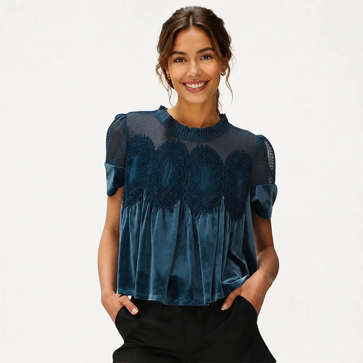Ruffled Lace Patchwork Top