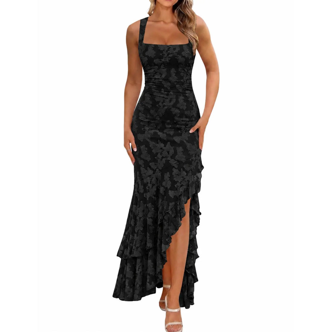 Sexy Square Neck Ruched Bodycon Dress
