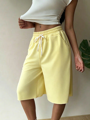 Drawstring Loose Athletic Shorts