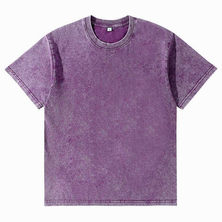 Unisex Solid-Color Washed Distressed T-Shirt
