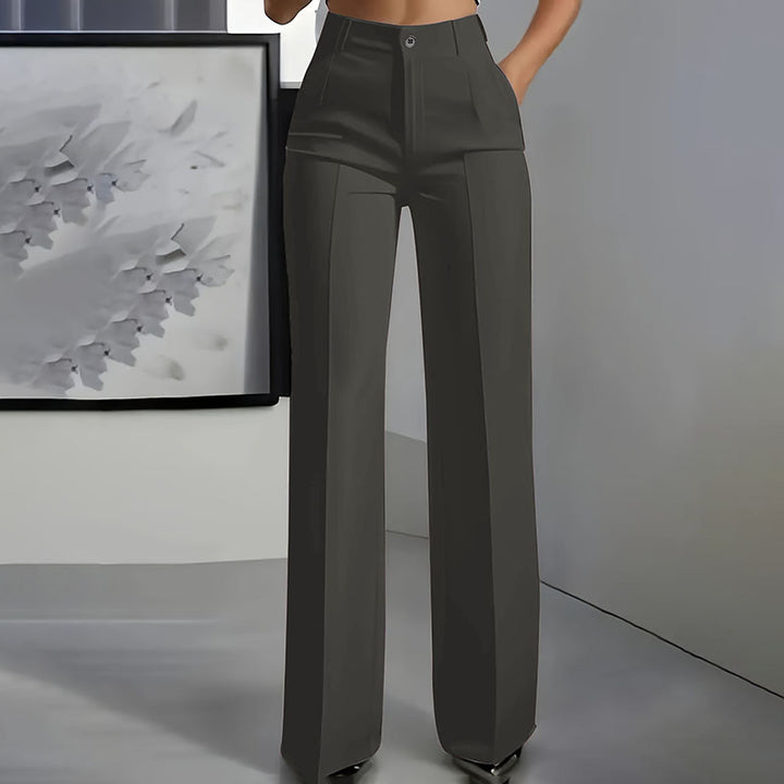 High Waist Straight Leg Suit Pants – Elegant Draped Minimalist Trousers