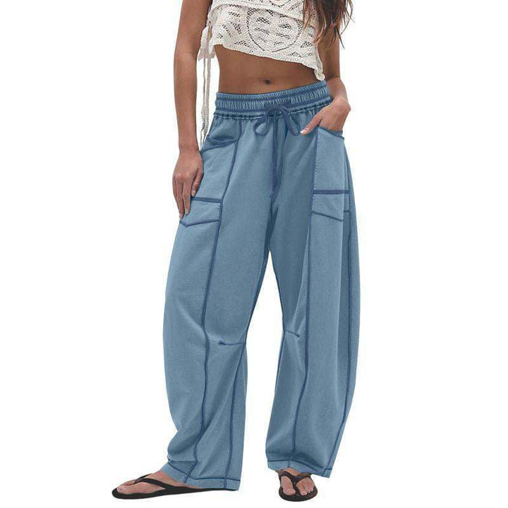 Casual elastic waist wide-leg pants