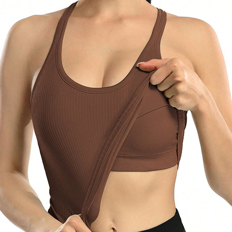 Stretchy Slim-Fit Crew Neck Cropped Tank Top