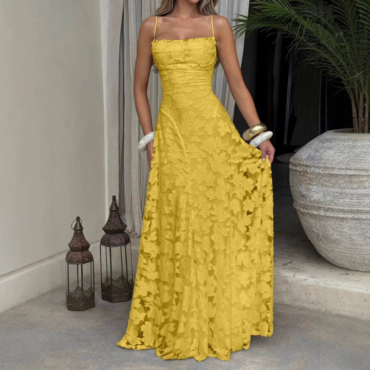 Backless Lace Maxi Dress with Spaghetti Straps
