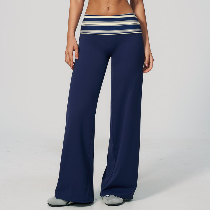 Retro color-block waistband sweatpants