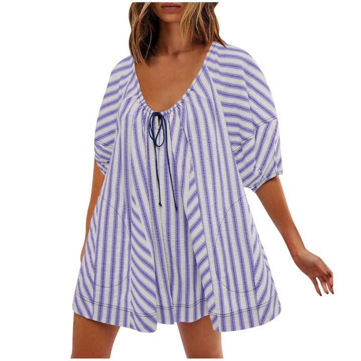Loose-Fit Striped V-Neck Jumpsuit