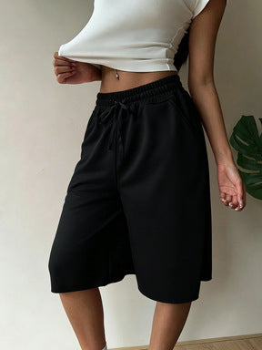 Drawstring Loose Athletic Shorts