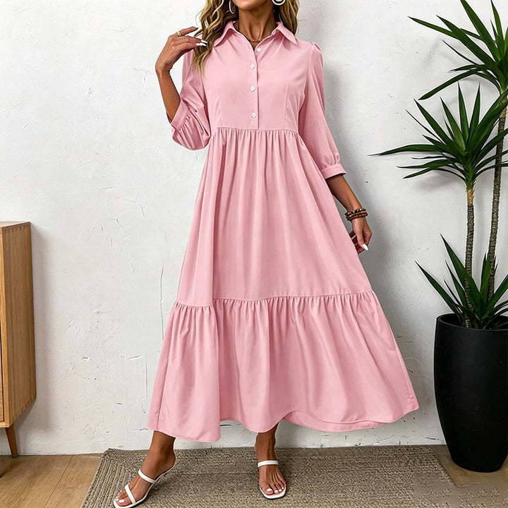 Collared Ruffled Hem Dress