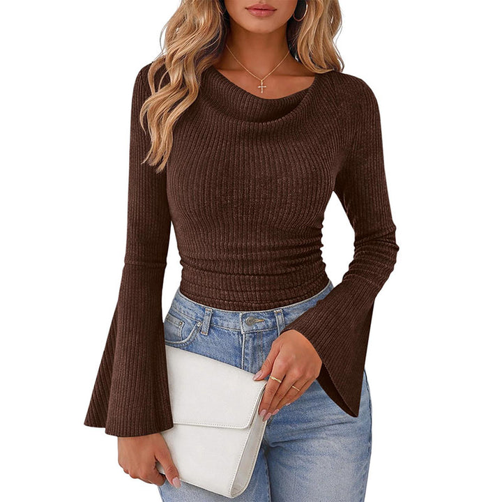 Casual draped neck bell sleeve top