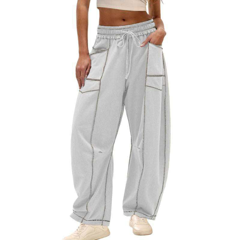 Casual elastic waist wide-leg pants