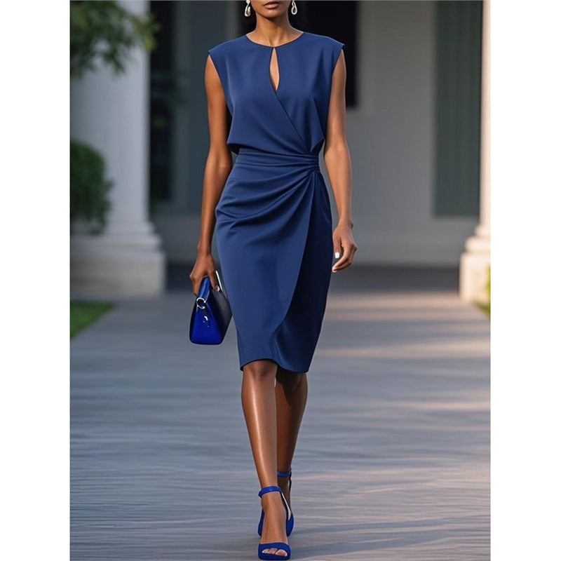 Criss-cross knot round-neck dress