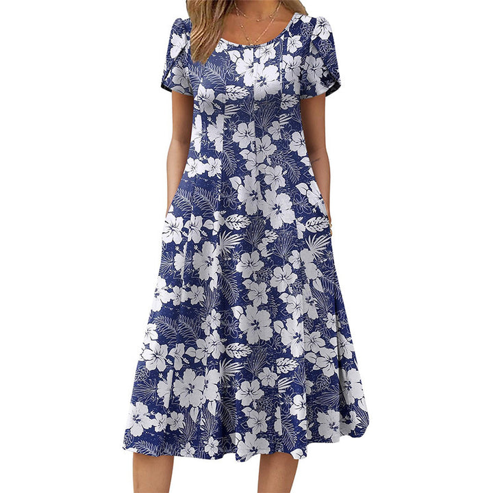 Round-neck puff-sleeve dress